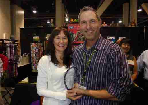 Andrew Kalan of Kalan LP and Bonnie Shimrat of National Design were photographed with the Partnership/Friendship Award. 