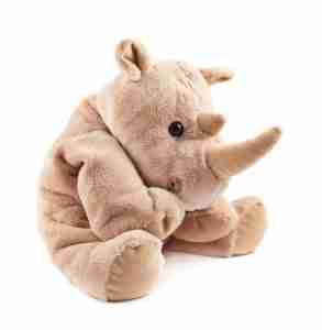 Rhinoceros rhino stuffed plush toy isolated over white background