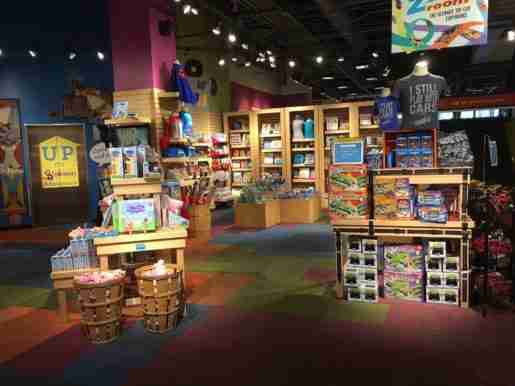 A view of the Chicago Children’s Museum store. The store is full of educational toys, books and games as well as logo merchandise.