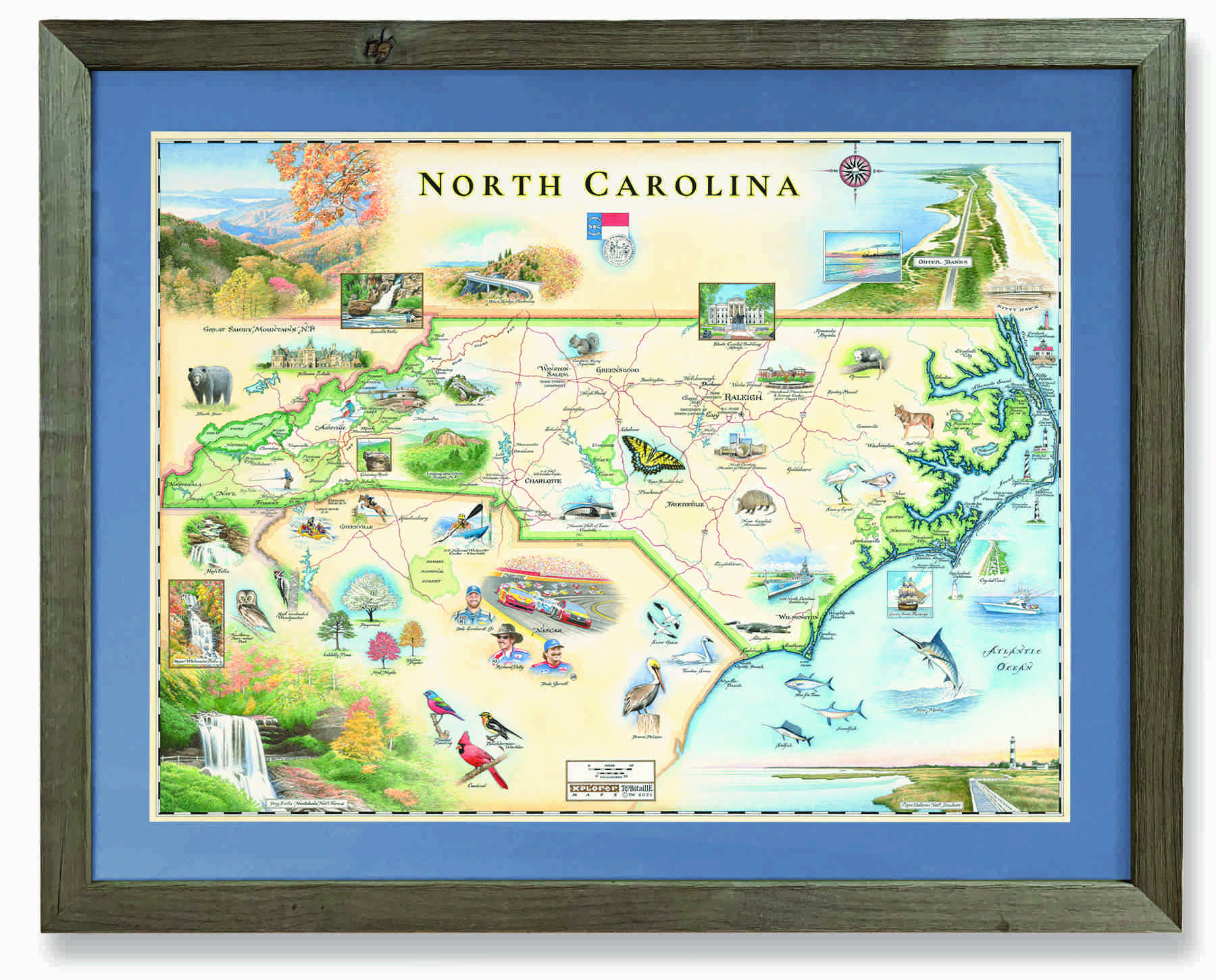 XPLORER MAPS to Unveil a New  North Carolina Hand-Drawn Map 